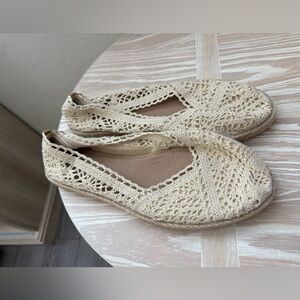 Time and Tru m|Ivory Cream Crochet Espadrille flats,boho Balletcore•••Size 11